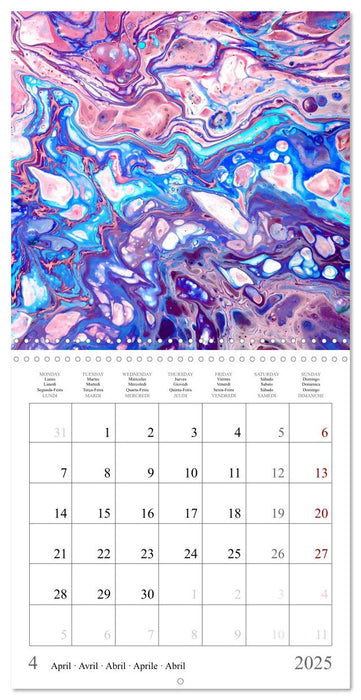 Explosion of colours - colourful Acrylic Pouring Paintings (CALVENDO Monthly Calendar 2025)