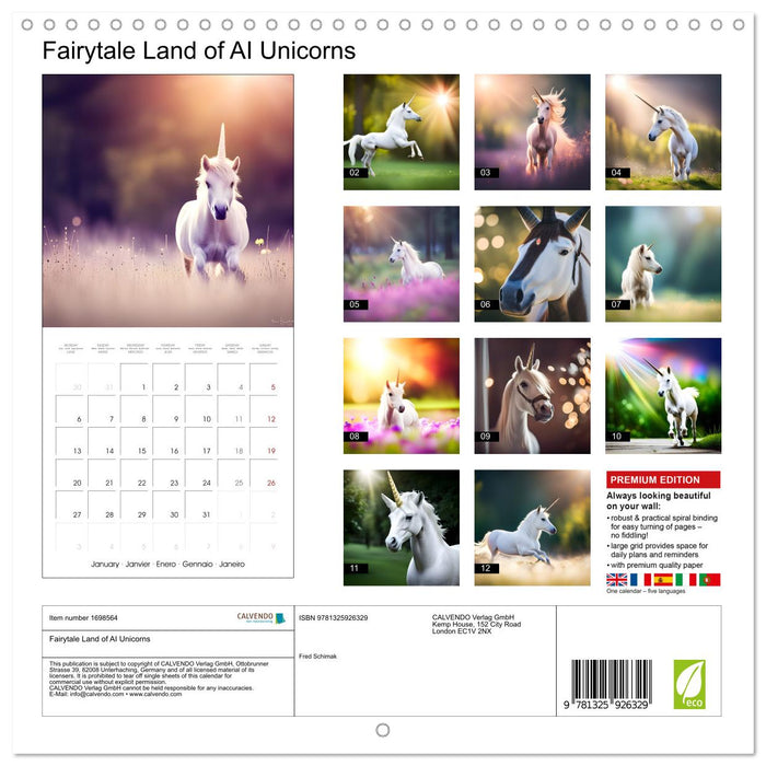 Fairytale Land of AI Unicorns (CALVENDO Monthly Calendar 2025)