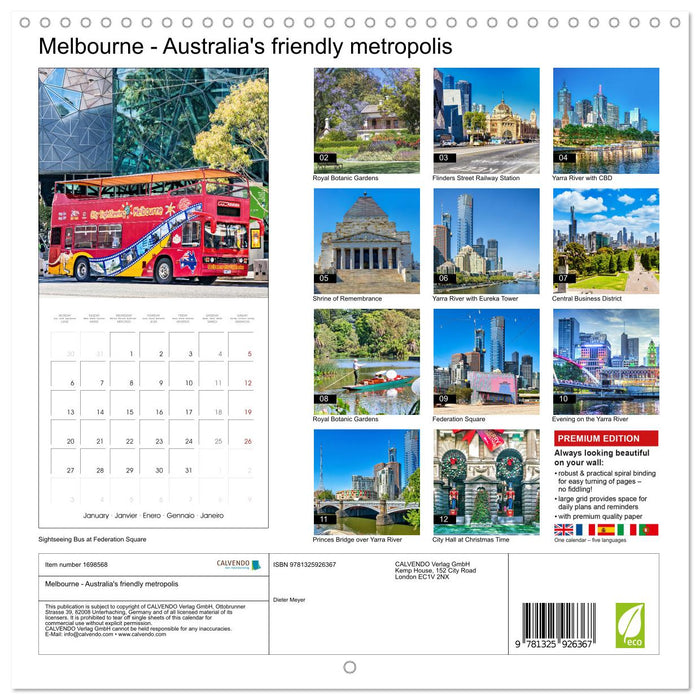 Melbourne - Australia's friendly metropolis (CALVENDO Monthly Calendar 2025)