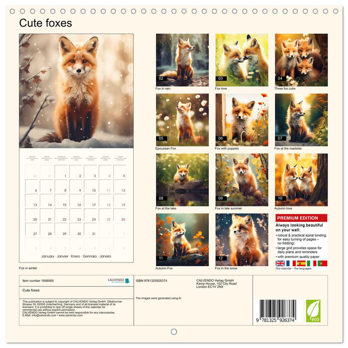 Cute foxes (CALVENDO Monthly Calendar 2025)