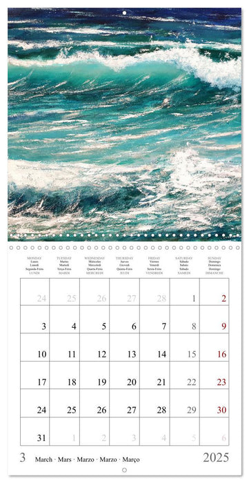 Music of the sea - painted waves by Michaela Spreider (CALVENDO Monthly Calendar 2025)