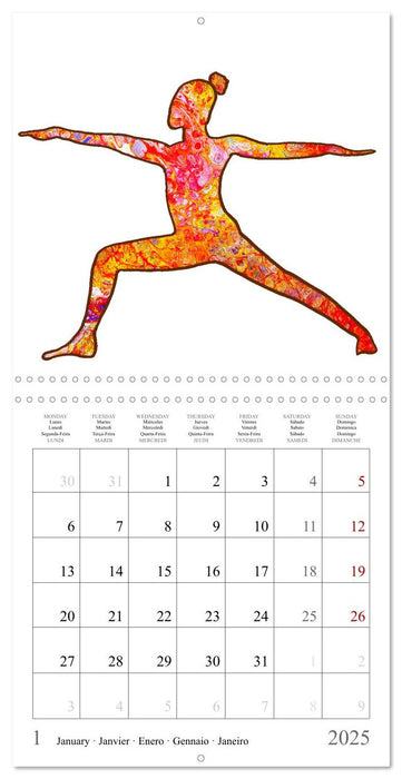 Colorful yoga power world - Acrylic Pouring meets Yoga (CALVENDO Monthly Calendar 2025)