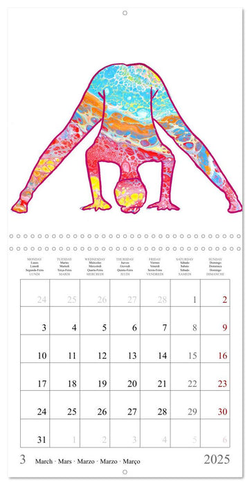 Colorful yoga power world - Acrylic Pouring meets Yoga (CALVENDO Monthly Calendar 2025)