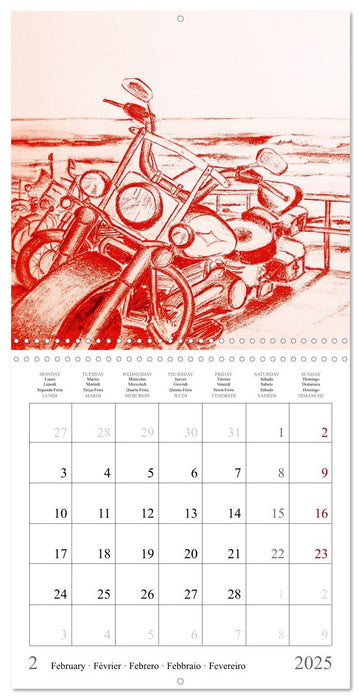 The passion of motorcycling - sketches of freedom (CALVENDO Monthly Calendar 2025)