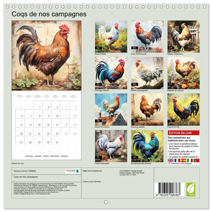 Coqs de nos campagnes (CALVENDO Calendrier mensuel 2025)