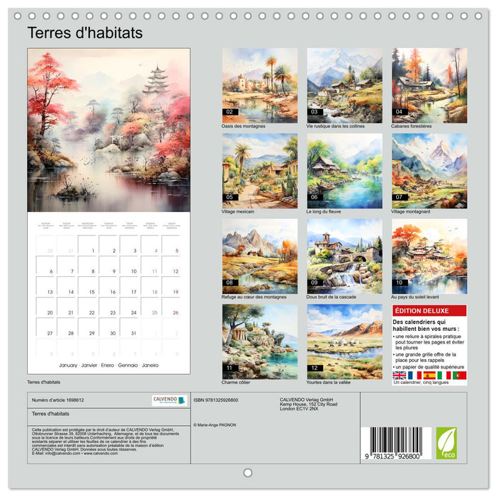 Terres d'habitats (CALVENDO Calendrier mensuel 2025)