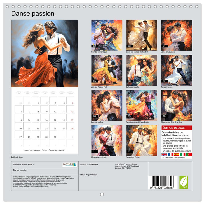 Danse passion (CALVENDO Calendrier mensuel 2025)