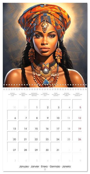 L'art de la beauté africaine (CALVENDO Calendrier mensuel 2025)