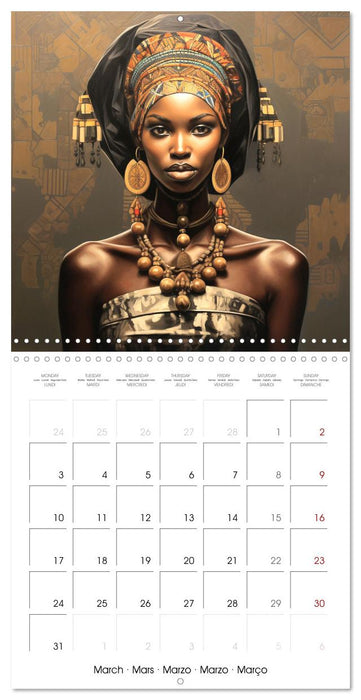 L'art de la beauté africaine (CALVENDO Calendrier mensuel 2025)