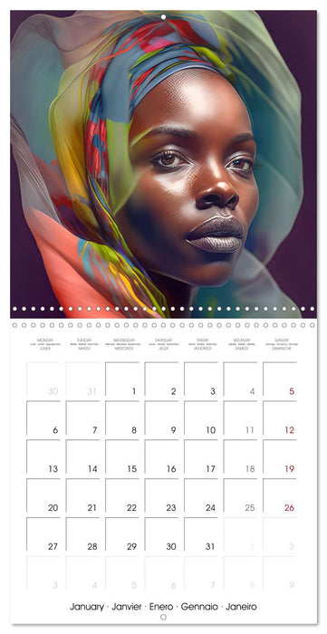 Grâces féminines d’Afrique - Images fantaisie (CALVENDO Calendrier mensuel 2025)