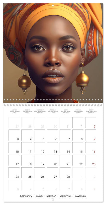 Grâces féminines d’Afrique - Images fantaisie (CALVENDO Calendrier mensuel 2025)