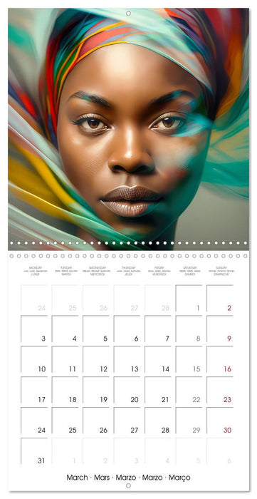 Grâces féminines d’Afrique - Images fantaisie (CALVENDO Calendrier mensuel 2025)