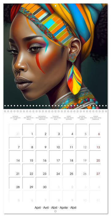 Grâces féminines d’Afrique - Images fantaisie (CALVENDO Calendrier mensuel 2025)