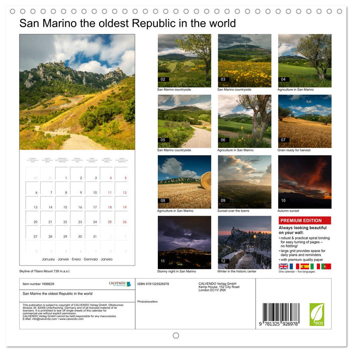 San Marino the oldest Republic in the world (CALVENDO Monthly Calendar 2025)