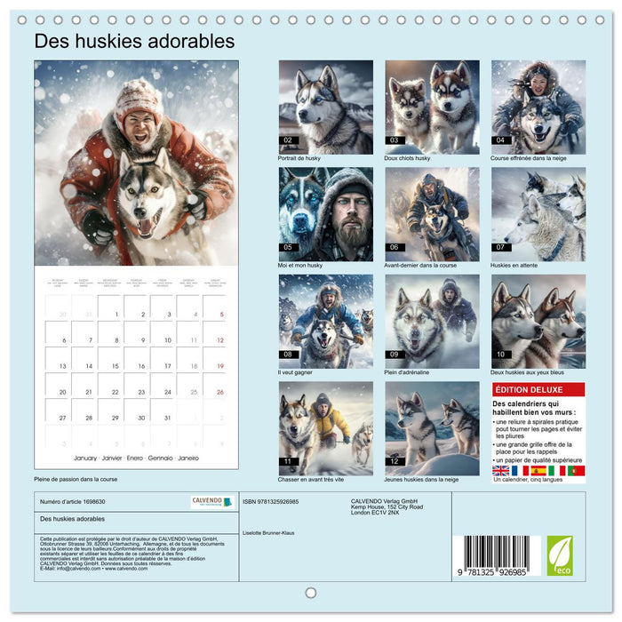 Des huskies adorables (CALVENDO Calendrier mensuel 2025)