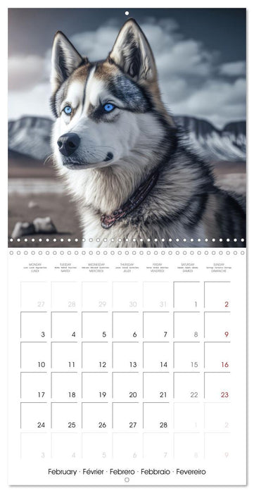 Des huskies adorables (CALVENDO Calendrier mensuel 2025)