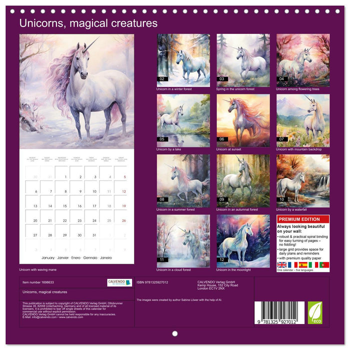 Unicorns, magical creatures (CALVENDO Monthly Calendar 2025)