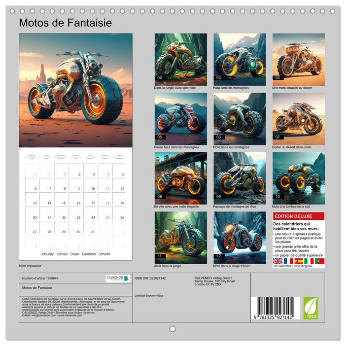 Motos de Fantaisie (CALVENDO Calendrier mensuel 2025)