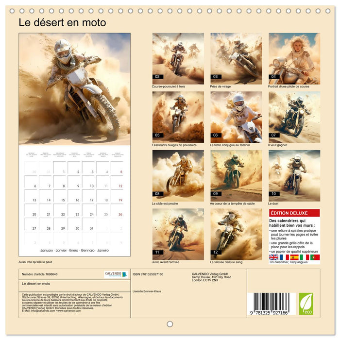 Le désert en moto (CALVENDO Calendrier mensuel 2025)