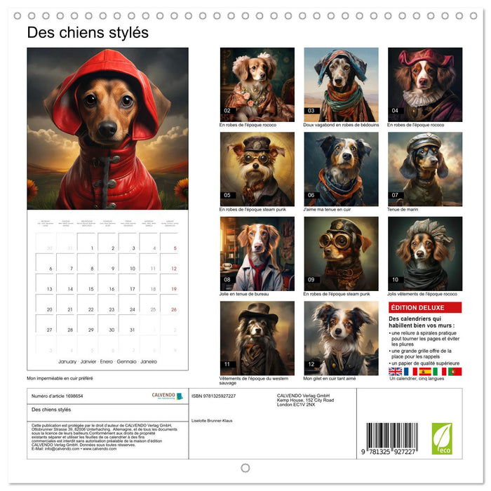 Des chiens stylés (CALVENDO Calendrier mensuel 2025)