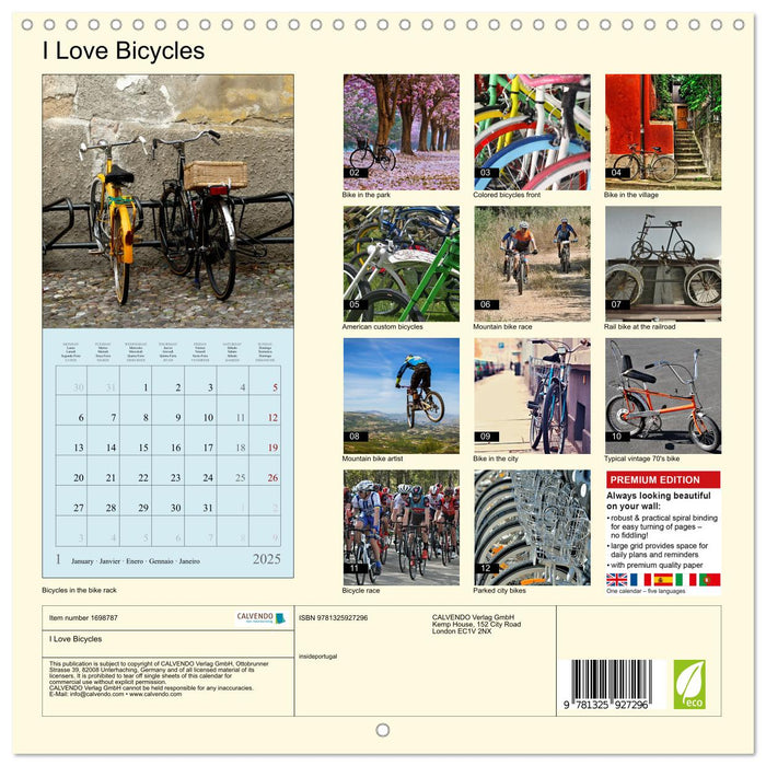 I Love Bicycles (CALVENDO Monthly Calendar 2025)