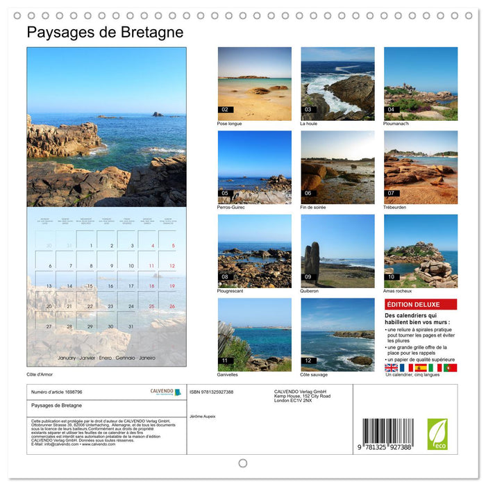 Paysages de Bretagne (CALVENDO Calendrier mensuel 2025)