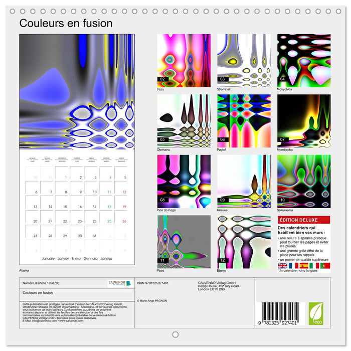 Couleurs en fusion (CALVENDO Calendrier mensuel 2025)