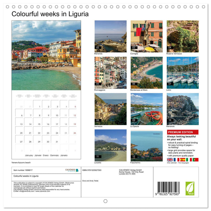 Colourful weeks in Liguria (CALVENDO Monthly Calendar 2025)