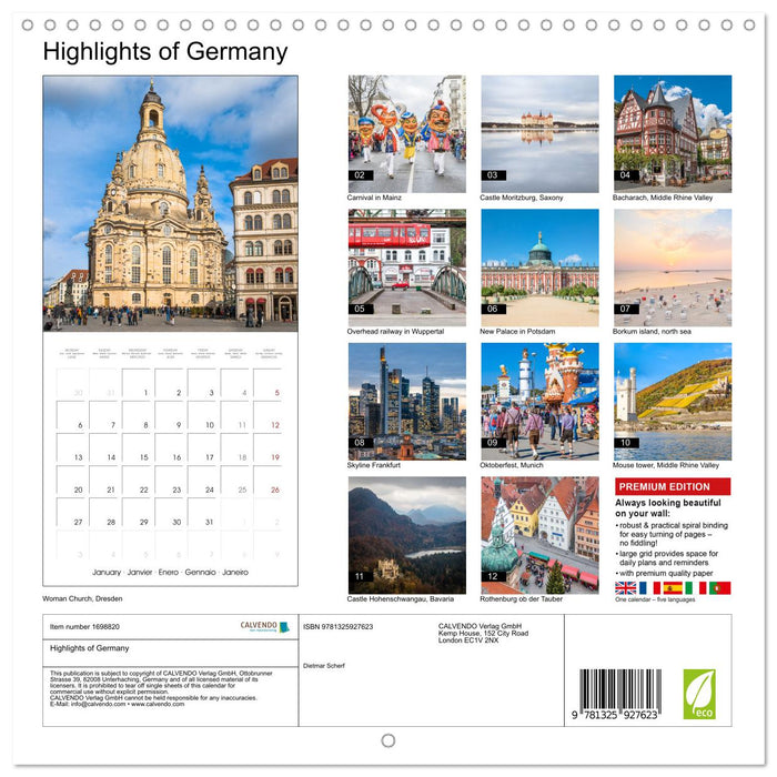 Highlights of Germany (CALVENDO Monthly Calendar 2025)