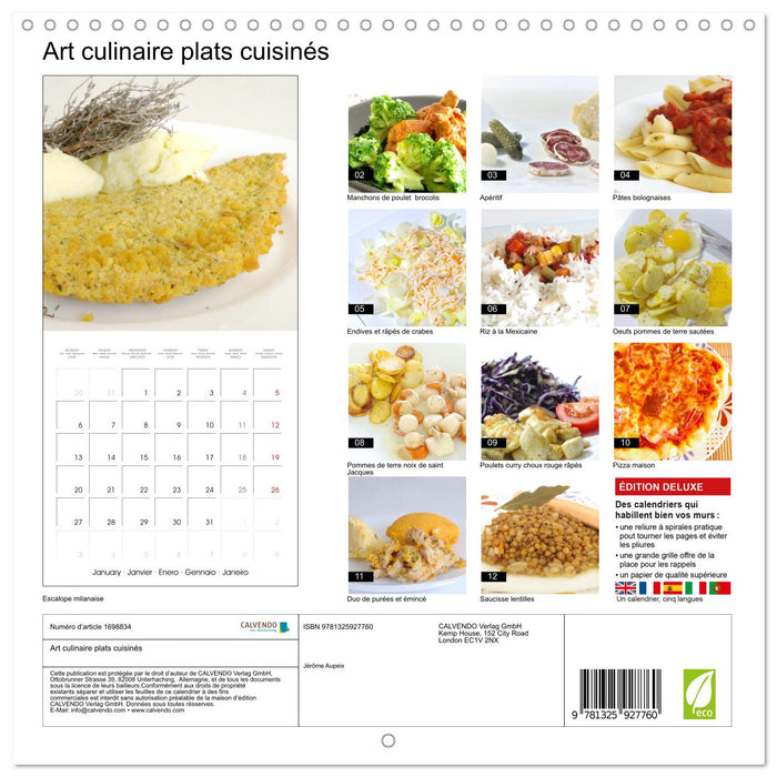 Art culinaire plats cuisinés (CALVENDO Calendrier mensuel 2025)