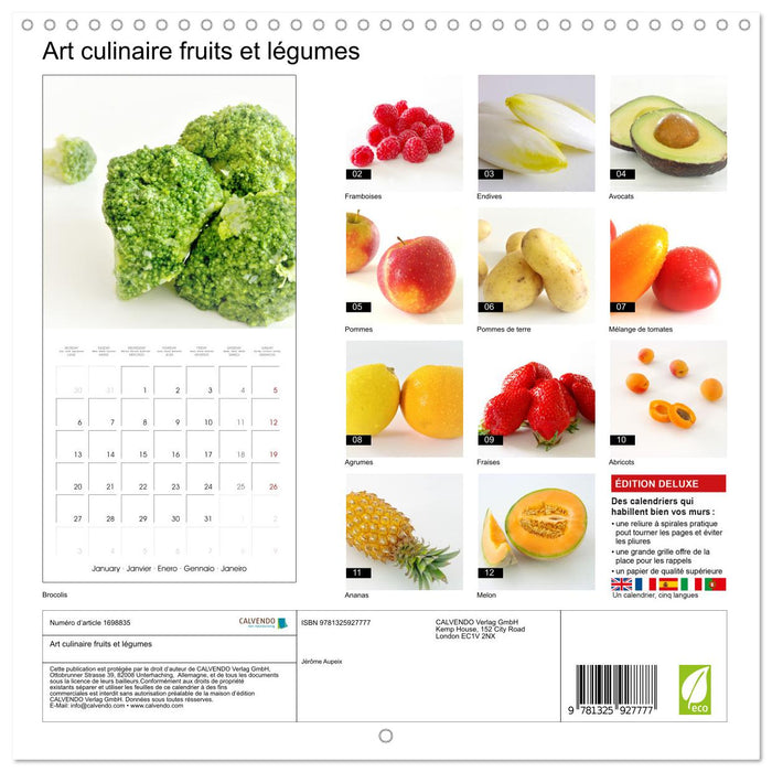 Art culinaire fruits et légumes (CALVENDO Calendrier mensuel 2025)