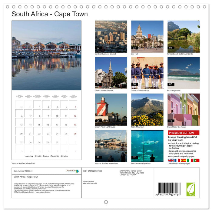 South Africa - Cape Town (CALVENDO Monthly Calendar 2025)