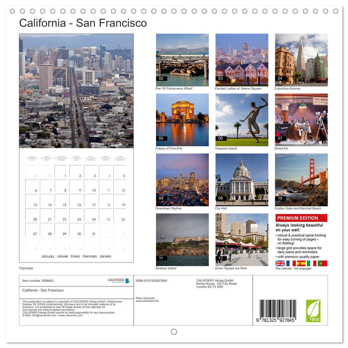 California - San Francisco (CALVENDO Monthly Calendar 2025)