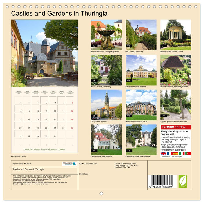 Castles and Gardens in Thuringia (CALVENDO Monthly Calendar 2025)