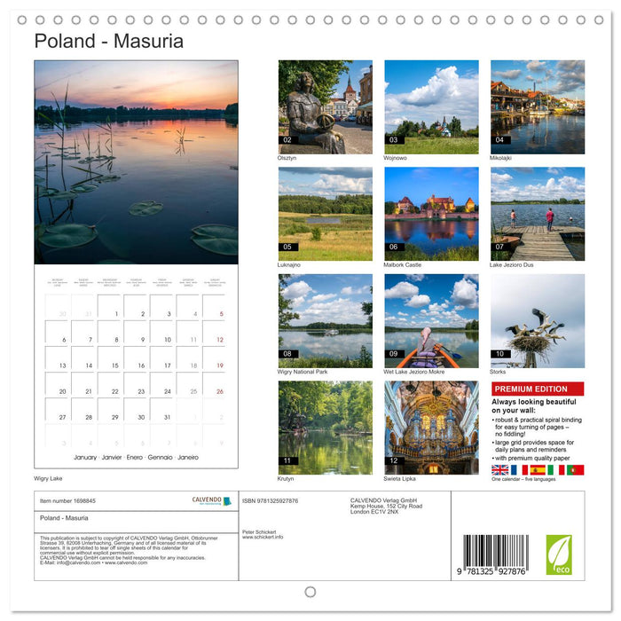 Poland - Masuria (CALVENDO Monthly Calendar 2025)