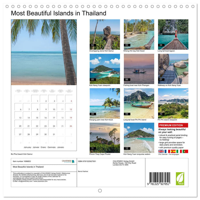 Most Beautiful Islands in Thailand (CALVENDO Monthly Calendar 2025)