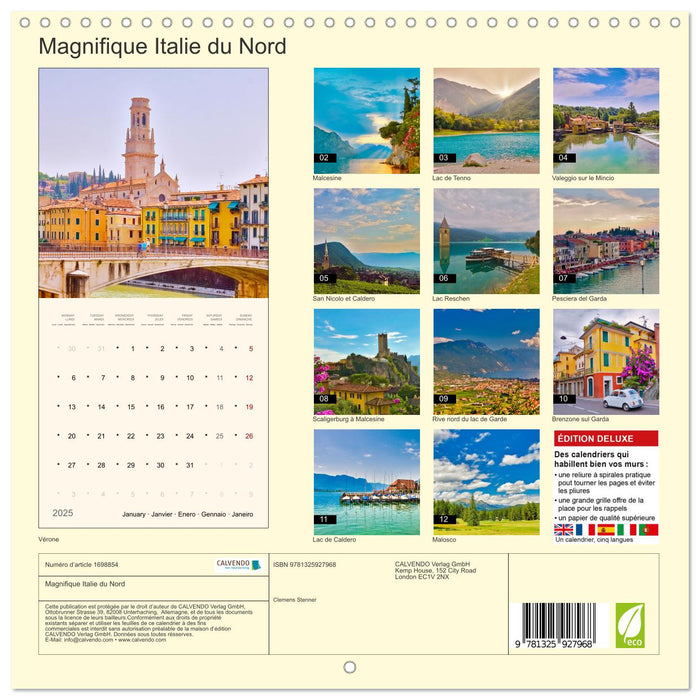 Magnifique Italie du Nord (CALVENDO Calendrier mensuel 2025)