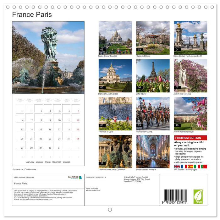 France Paris (CALVENDO Monthly Calendar 2025)