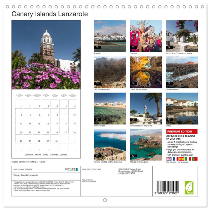 Canary Islands Lanzarote (CALVENDO Monthly Calendar 2025)