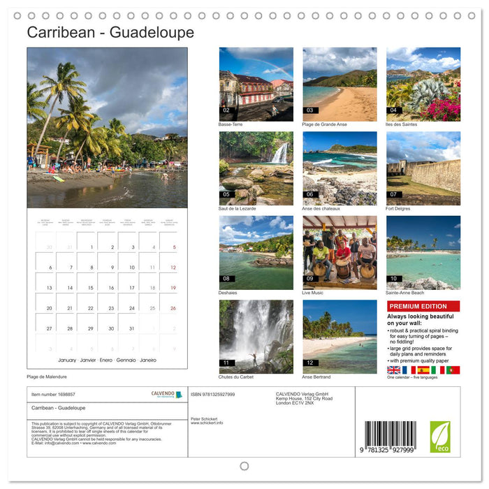 Carribean - Guadeloupe (CALVENDO Monthly Calendar 2025)