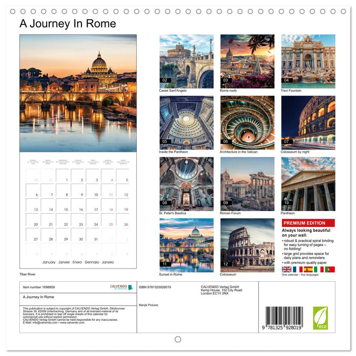 A Journey In Rome (CALVENDO Monthly Calendar 2025)