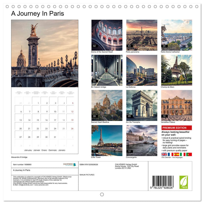 A Journey In Paris (CALVENDO Monthly Calendar 2025)