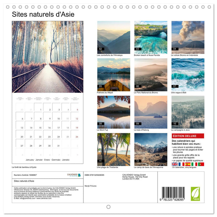 Sites naturels d'Asie (CALVENDO Calendrier mensuel 2025)