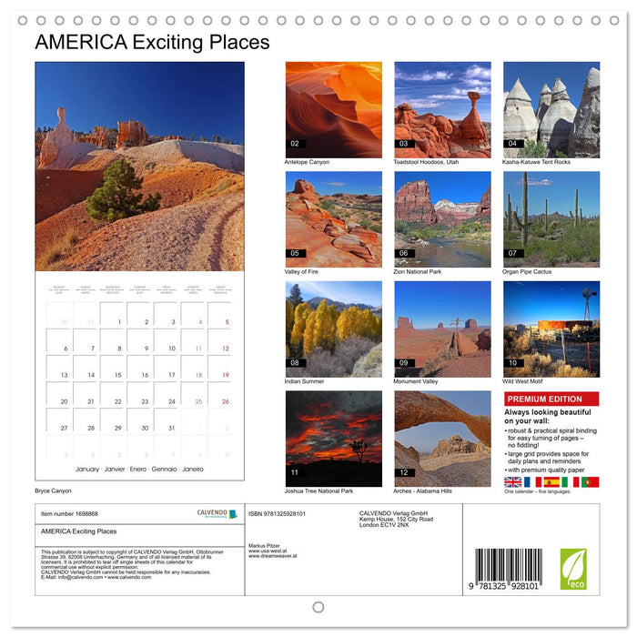 AMERICA Exciting Places (CALVENDO Monthly Calendar 2025)