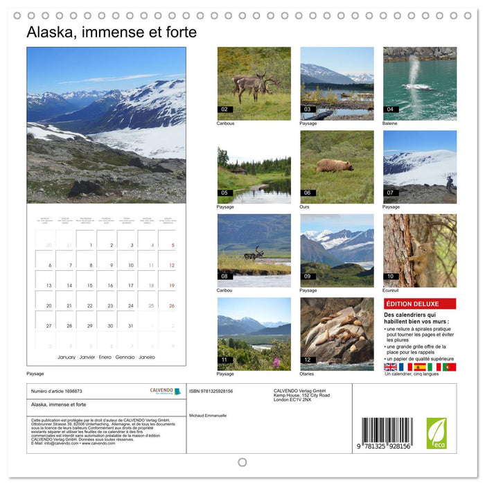 Alaska, immense et forte (CALVENDO Calendrier mensuel 2025)