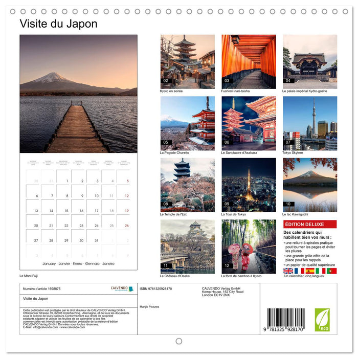 Visite du Japon (CALVENDO Calendrier mensuel 2025)