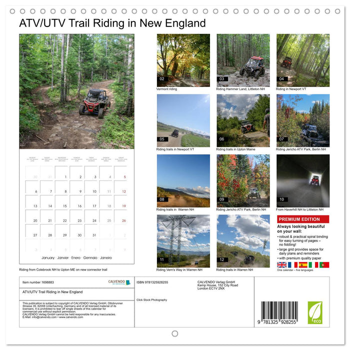 ATV/UTV Trail Riding in New England (CALVENDO Monthly Calendar 2025)