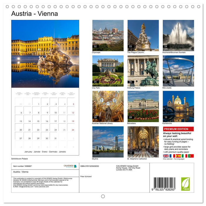 Austria - Vienna (CALVENDO Monthly Calendar 2025)