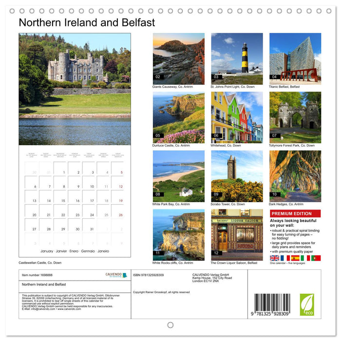 Northern Ireland and Belfast (CALVENDO Monthly Calendar 2025)