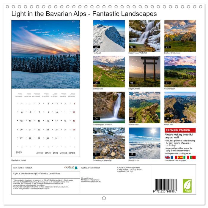 Light in the Bavarian Alps - Fantastic Landscapes (CALVENDO Monthly Calendar 2025)